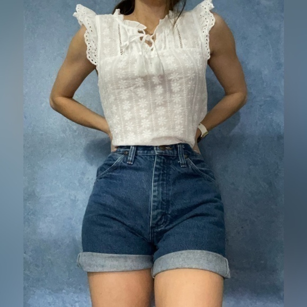 Skies are Blue White Broderie Anglaise Blouse